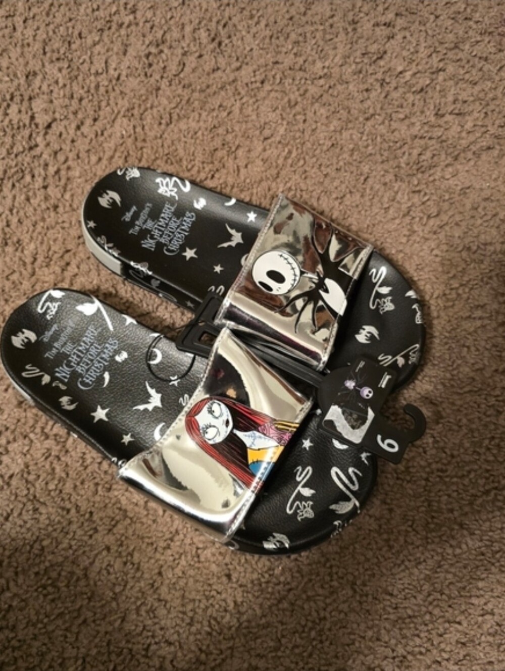 NWT! Disneys The Nightmare Before Christmas Jack And Sally Slip On Sandals - Picture 3 of 9